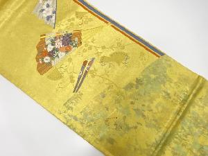 引箔扇に花模様織出し袋帯